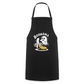 Boonana Funny Ghost avec banane - Tablier de cuisine - noir - Devant - AI Model Male 185 dark (185cm)