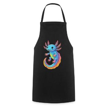 Axolotl, Colorful Axolotl - Cooking Apron - black - Front - AI Model Male 185 dark (185cm)