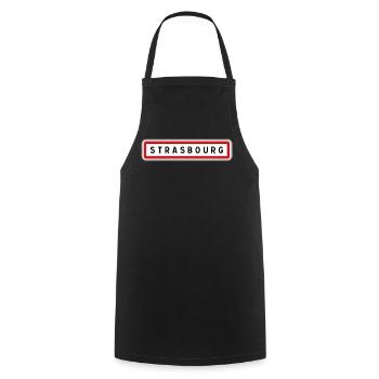 Panneau de Strasbourg, Bas-Rhin - Tablier de cuisine - noir - Devant - AI Model Male 185 dark (185cm)