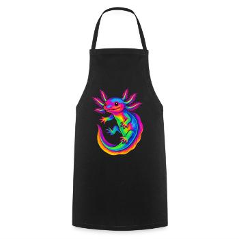 Axolotl, Colorful Axolotl - Cooking Apron - black - Front - AI Model Male 185 dark (185cm)
