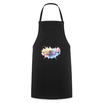 Colorful Trumpet Watercolor Watercolor Paint Splash - Cooking Apron - black - Front - AI Model Male 185 dark (185cm)