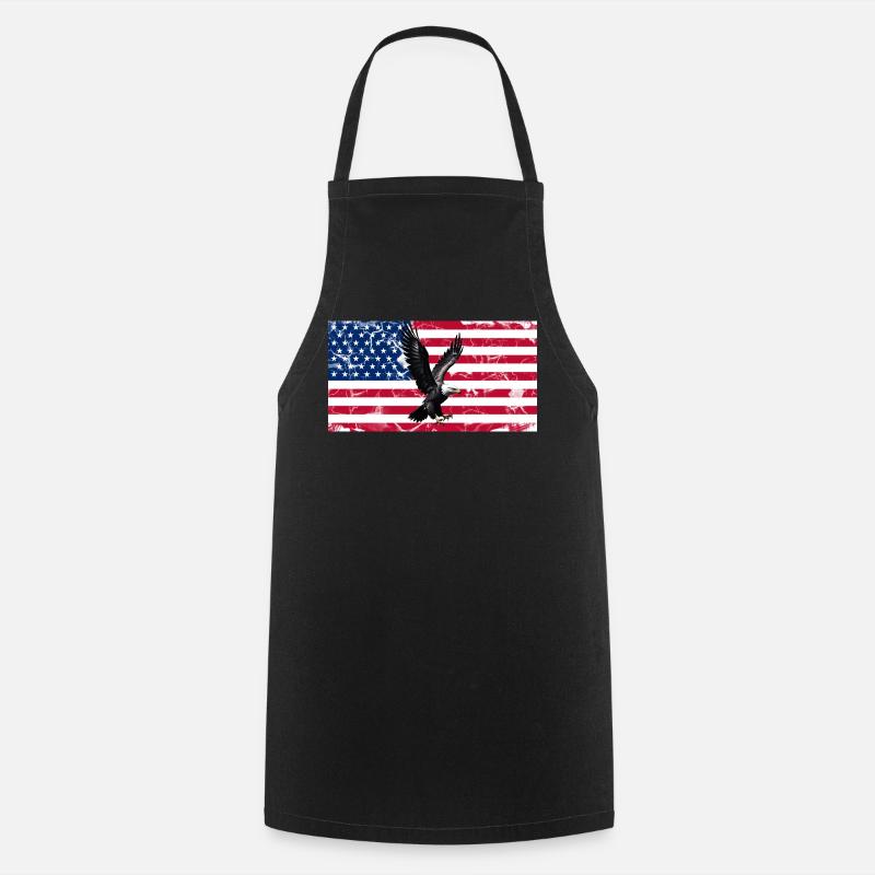 Aigle de la Liberté sur le drapeau américain - Tablier de cuisine - noir