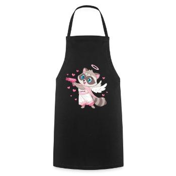 Cupid Raccoon Angel with Wings - Cooking Apron - black - Front - AI Model Male 185 dark (185cm)