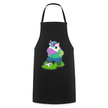 Unicorn Soccer Player Soccer - Cooking Apron - black - Front - AI Model Male 185 dark (185cm)