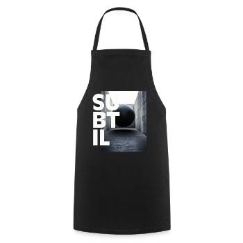 Weightlessness, subtle black and white, graphic design - Cooking Apron - black - Front - AI Model Male 185 dark (185cm)