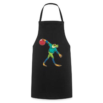 Frog Bowling Bowling Ball - Cooking Apron - black - Front - AI Model Male 185 dark (185cm)