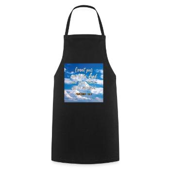 Proverbs16:3 - Cooking Apron - black - Front - AI Model Male 185 dark (185cm)