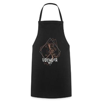 Voyager Space Probe 1977 - Cooking Apron - black - Front - AI Model Male 185 dark (185cm)