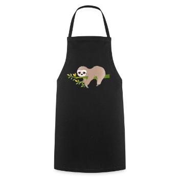 Relaxed Sloth – Charming Relax Motif - Cooking Apron - black - Front - AI Model Male 185 dark (185cm)