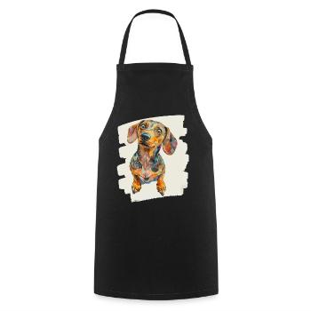 Dachshund - Cooking Apron - black - Front - AI Model Male 185 dark (185cm)