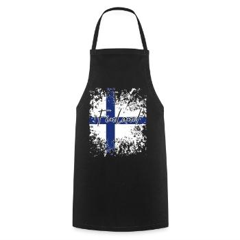 Finnish pride, flag of Finland - Cooking Apron - black - Front - AI Model Male 185 dark (185cm)