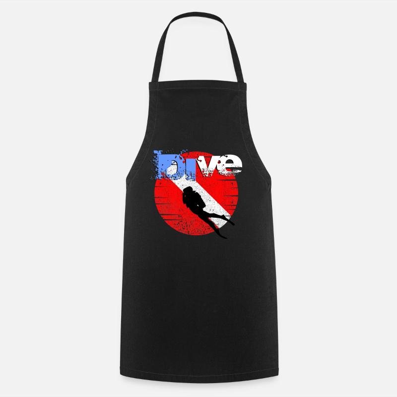 American Diver Down Flag - Cooking Apron - black