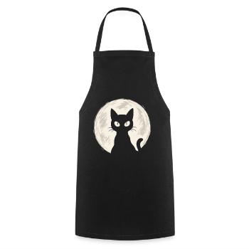 Cat in the Moon - Cooking Apron - black - Front - AI Model Male 185 dark (185cm)