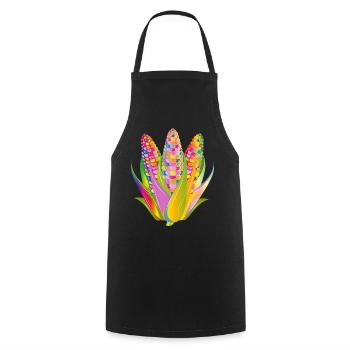 Colorful Vegetable Corn Design in Pop Art Style - Cooking Apron - black - Front - AI Model Male 185 dark (185cm)