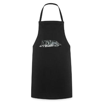 wolf - Cooking Apron - black - Front - AI Model Male 185 dark (185cm)