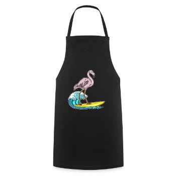 Été de surf sur planche de surf au flamant rose - Tablier de cuisine - noir - Devant - AI Model Male 185 dark (185cm)