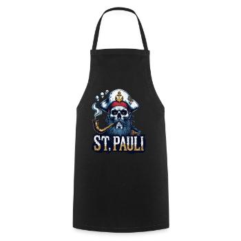 St.Pauli Kiez Hamburg Totenkopf Sankt Pauli - Cooking Apron - black - Front - AI Model Male 185 dark (185cm)