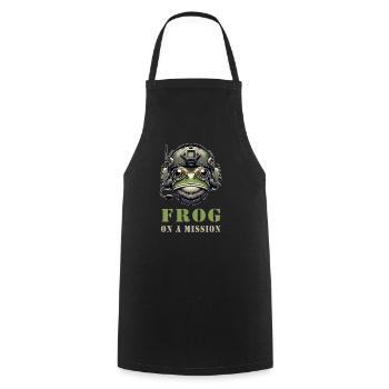 Military frog in action - Cooking Apron - black - Front - AI Model Male 185 dark (185cm)