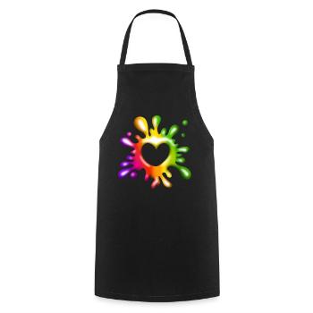Herz Klecks - Farbenfrohe Liebe - Kochschürze - Schwarz - Vorne - AI Model Male 185 dark (185cm)