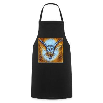 Glowing owl in flight - Cooking Apron - black - Front - AI Model Male 185 dark (185cm)