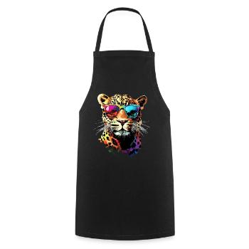 Leopard Panther Raubkatze Katze Panter Leoparden - Kochschürze - Schwarz - Vorne - AI Model Male 185 dark (185cm)