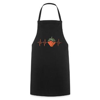 Fraise avec battement de cœur dans le style bande dessinée - Tablier de cuisine - noir - Devant - AI Model Male 185 dark (185cm)