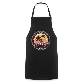 Acapulco Mexiko Palmen Strand Design - Kochschürze - Schwarz - Vorne - AI Model Male 185 dark (185cm)