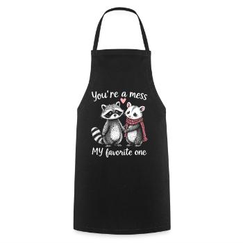 Feral Design Amour Couple Opossum Opossum Raton laveur - Tablier de cuisine - noir - Devant - AI Model Male 185 dark (185cm)