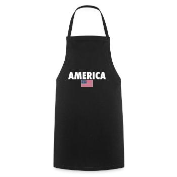 Amérique États-Unis Drapeau américain Amérique - Tablier de cuisine - noir - Devant - AI Model Male 185 dark (185cm)