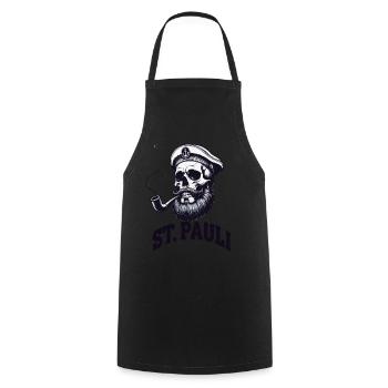 St.Pauli Kiez Hamburg Totenkopf Sankt Pauli - Cooking Apron - black - Front - AI Model Male 185 dark (185cm)