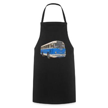 Vieux bus bleu - Tablier de cuisine - noir - Devant - AI Model Male 185 dark (185cm)