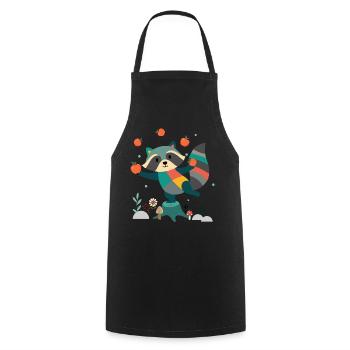 Playful raccoon happily juggling apples - Cooking Apron - black - Front - AI Model Male 185 dark (185cm)