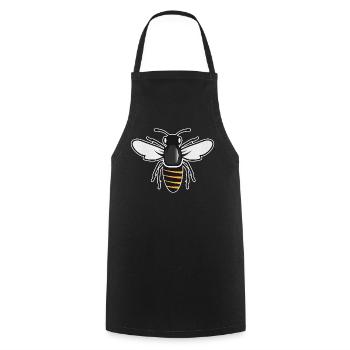 Stilisierte Biene - Insektenmotiv im Patch-Stil - Kochschürze - Schwarz - Vorne - AI Model Male 185 dark (185cm)
