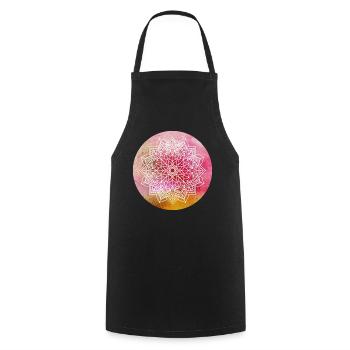 Yoga Mandala Concentration Pink Watercolor Namaste - Cooking Apron - black - Front - AI Model Male 185 dark (185cm)