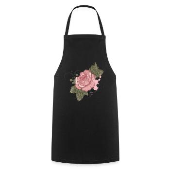 Nostalgische Vintage-Rose mit Graffiti-Elementen - Kochschürze - Schwarz - Vorne - AI Model Male 185 dark (185cm)