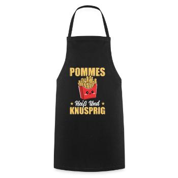 Pommes Kartoffeln Pommestüte Geschenk - Kochschürze - Schwarz - Vorne - AI Model Male 185 dark (185cm)