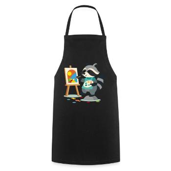 Creative raccoon for art lovers young and old - Cooking Apron - black - Front - AI Model Male 185 dark (185cm)