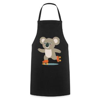 Rollschuh-Koala – Fröhliches Tiermotiv Abenteurer - Kochschürze - Schwarz - Vorne - AI Model Male 185 dark (185cm)