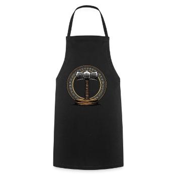 Viking Hammer Warrior Valhalla Runic Circle Thor - Cooking Apron - black - Front - AI Model Male 185 dark (185cm)
