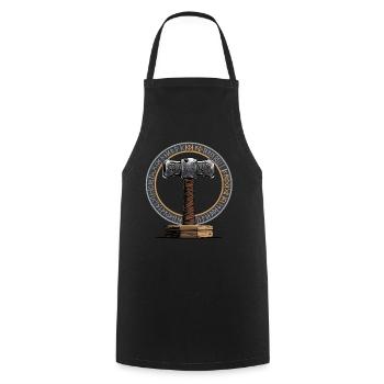 Viking Hammer Warrior Valhalla Runic Circle Thor - Cooking Apron - black - Front - AI Model Male 185 dark (185cm)