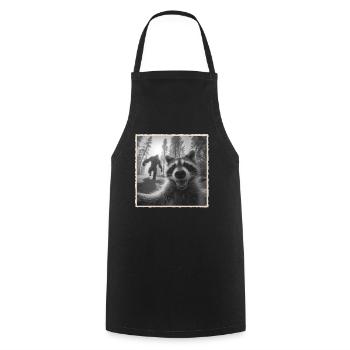 raton laveur, selfie, Bigfoot, drôle de raton laveur Photo - Tablier de cuisine - noir - Devant - AI Model Male 185 dark (185cm)
