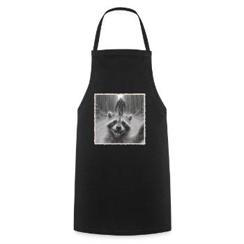 raton laveur, selfie, Bigfoot, drôle de raton laveur Photo - Tablier de cuisine - noir - Devant - AI Model Male 185 dark (185cm)