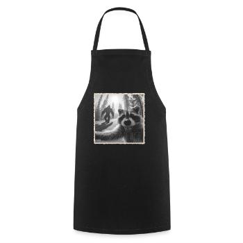 raton laveur, selfie, Bigfoot, drôle de raton laveur Photo - Tablier de cuisine - noir - Devant - AI Model Male 185 dark (185cm)