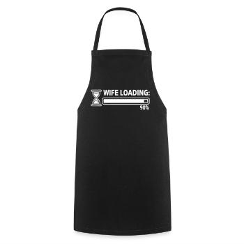 Bride "Wife Loading" motif with loading bar - Cooking Apron - black - Front - AI Model Male 185 dark (185cm)