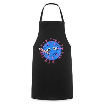 Sick Virus – Dessin animé avec thermomètre clinique - Tablier de cuisine - noir - Devant - AI Model Male 185 dark (185cm)