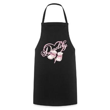 Papa avec fille coeur bébé chaussures rose - Tablier de cuisine - noir - Devant - AI Model Male 185 dark (185cm)