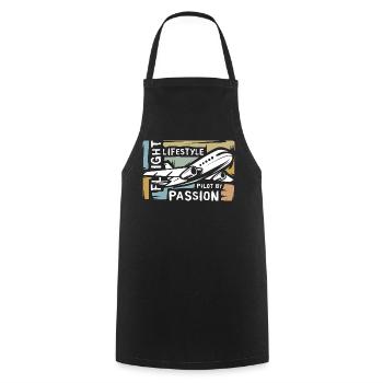 Pilote par Passion - collage d’avion vintage - Tablier de cuisine - noir - Devant - AI Model Male 185 dark (185cm)