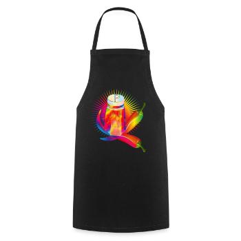 Colorful pepper shakers with hot chillies - Cooking Apron - black - Front - AI Model Male 185 dark (185cm)