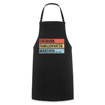 Ehemann Familienvater Mädchen Für Alles, Balken 3C - Kochschürze - Schwarz - Vorne - AI Model Male 185 dark (185cm)