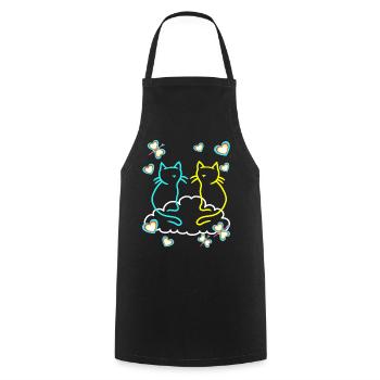 Retro Katzen Katze Kinder Mädchen Jungen Teenies - Kochschürze - Schwarz - Vorne - AI Model Male 185 dark (185cm)